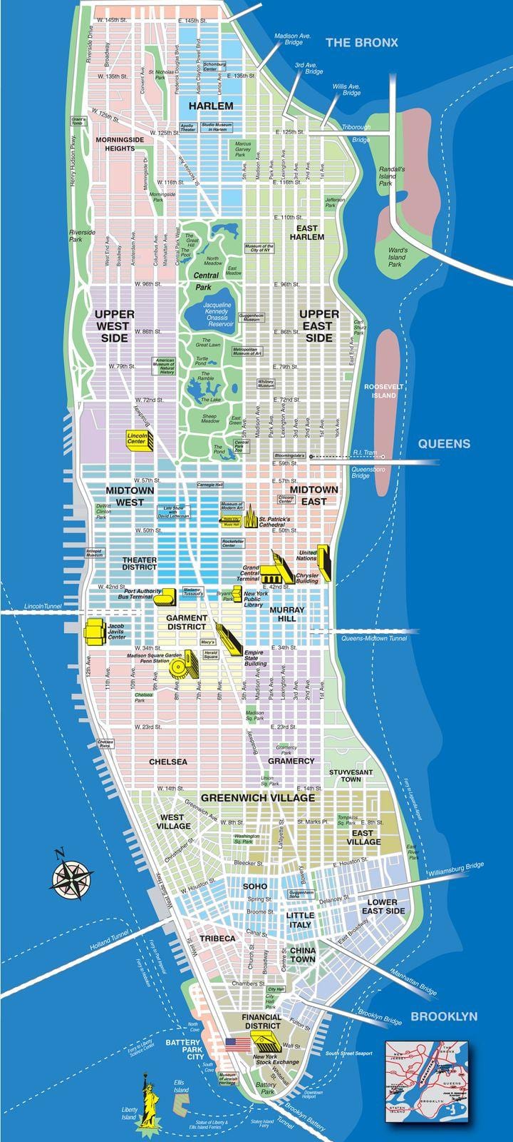 ramani ya kisiwa cha Manhattan