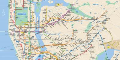 Manhattan mitaani ramani na subway vituo